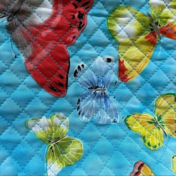 Maggy London Quilted Butterfly Jacket Silk Lined Aqua Button Vintage 1990s 4 EUC - Picture 12 of 14
